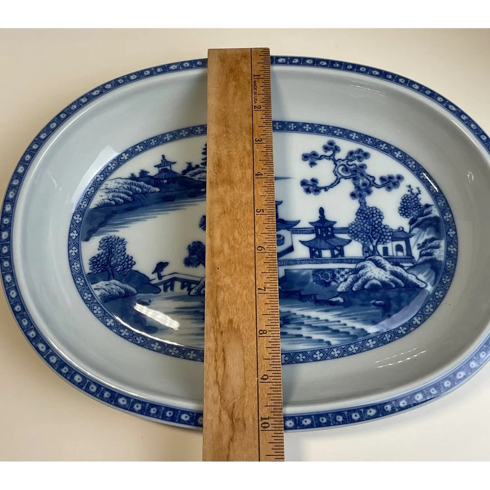Mottahedeh Blue Canton Oval Platter Historic Charleston Porcelain 12.25 inch